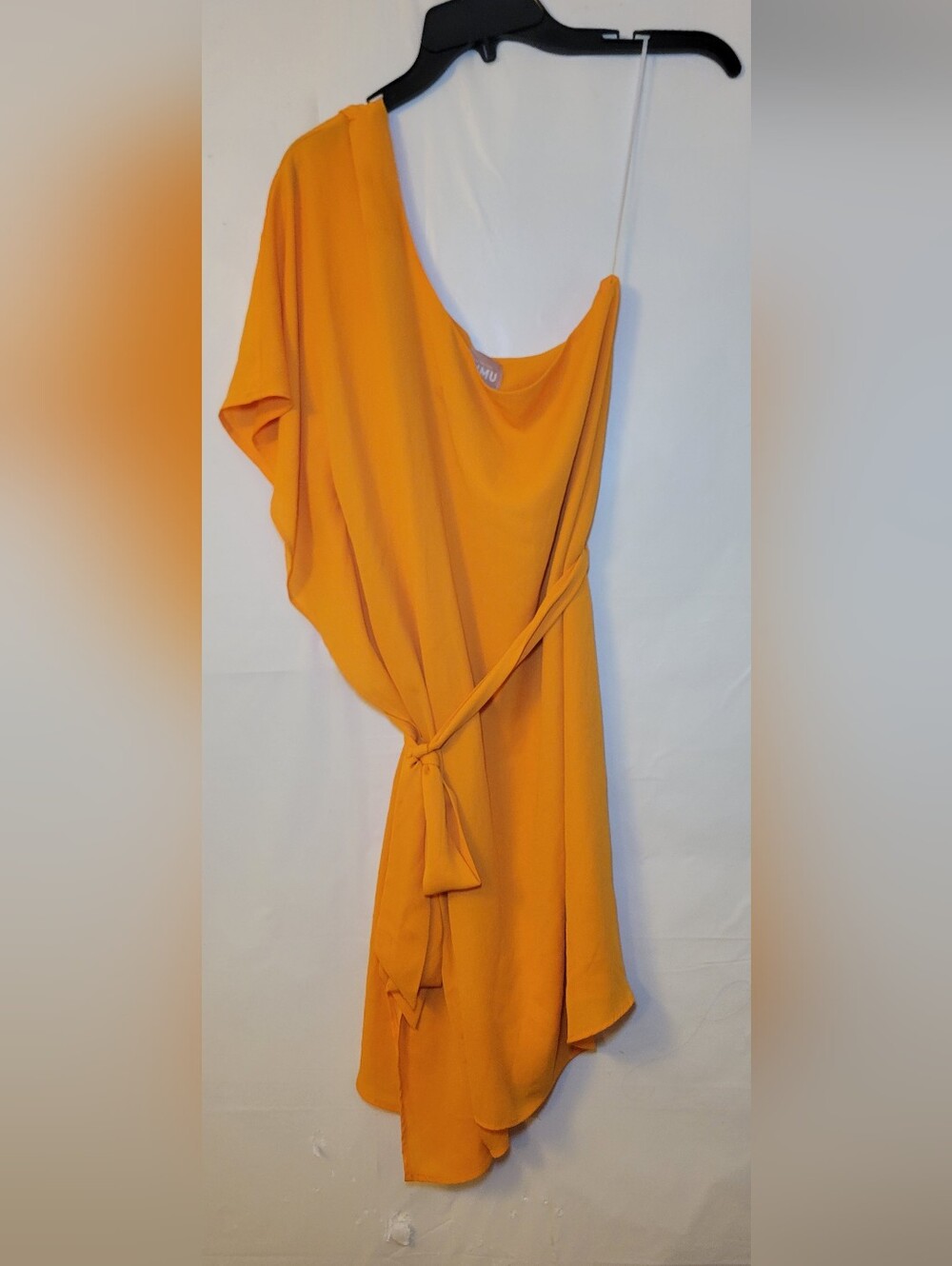 Show Me Your MuMu One-Shoulder Tie-Waist Dress in Mustard